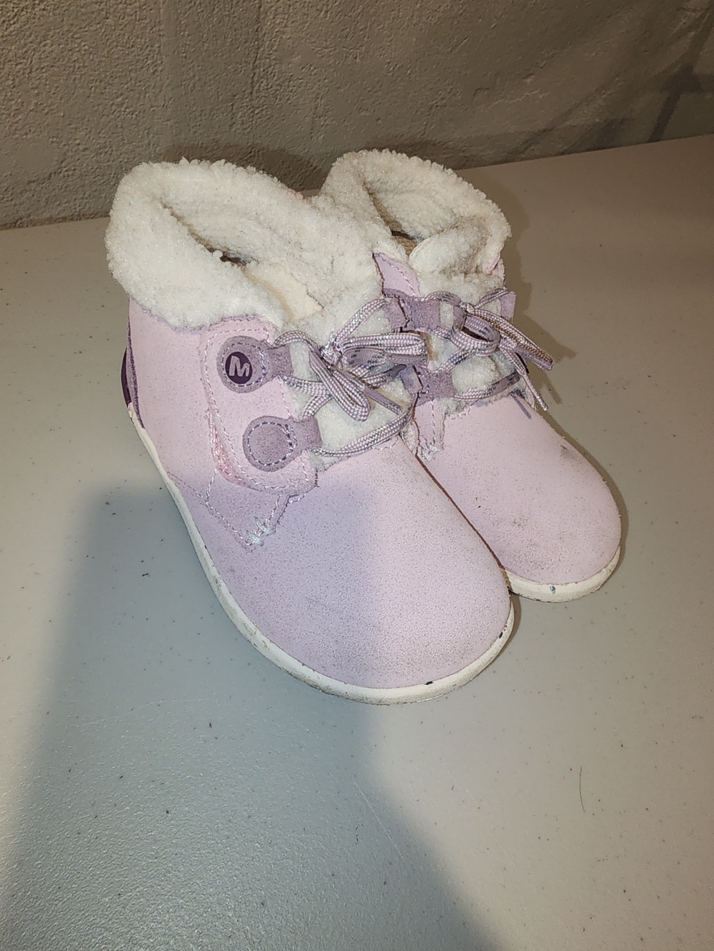 Merrell Kids Light Pink Faux-Fur Ankle Boots